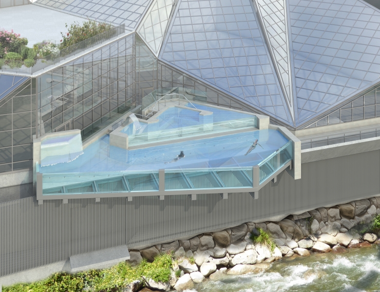 Vista aèria de la llacuna transparent.